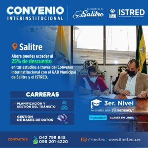 SUSCRIPCIÓN DE CONVENIO GAD DE SALITRE Y EL ISTRED
